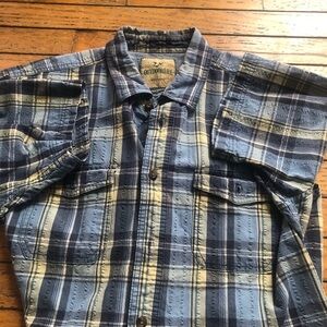Outdoor Life Men's Navy and Cream Plaid Shirt